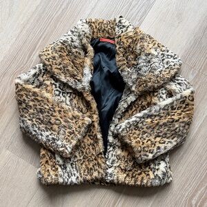 Leopard Print Faux Fur Jacket